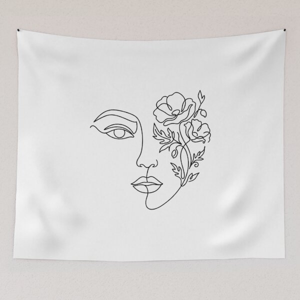 Item preview, Minimalist One-Line Woman Face with Floral Cover – Elegant Line Art Portrait Design designed and sold by Zippy Creation.