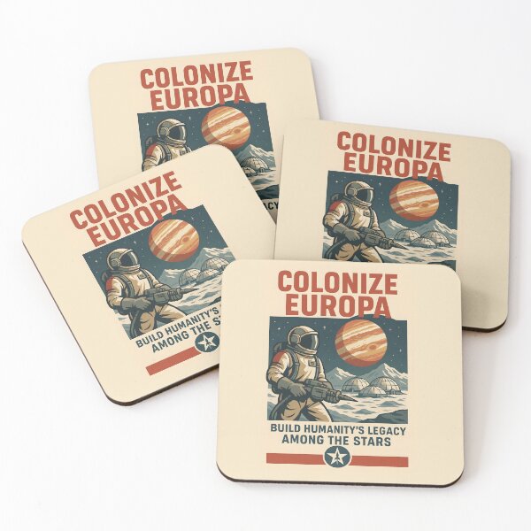 Item preview, Retro Space Poster Featuring Colonize Europa Theme with Astronaut. designed and sold by The-T-In-Retro.