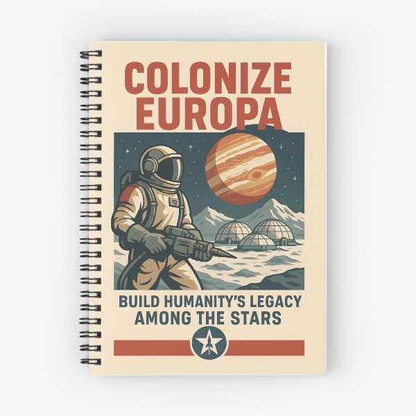 Item preview, Retro Space Poster Featuring Colonize Europa Theme with Astronaut. designed and sold by The-T-In-Retro.
