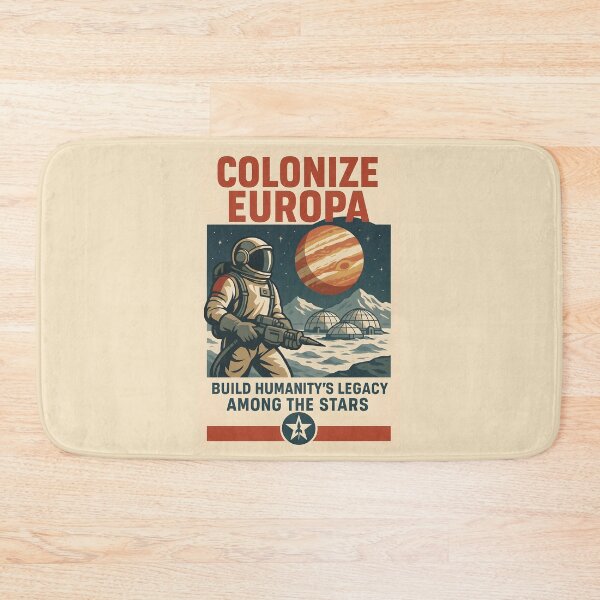 Item preview, Retro Space Poster Featuring Colonize Europa Theme with Astronaut. designed and sold by The-T-In-Retro.