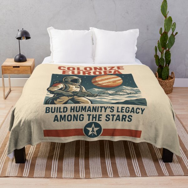 Item preview, Retro Space Poster Featuring Colonize Europa Theme with Astronaut. designed and sold by The-T-In-Retro.