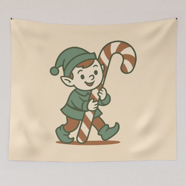 Item preview, Cheerful Elf with Candy Cane designed and sold by SnappyPNG.
