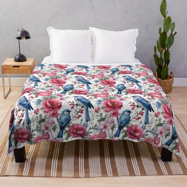 Item preview, Pink Flowers, Blue birds designed and sold by GrifonJ.