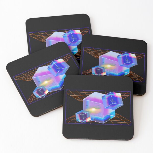 Item preview, Retro Futuristic New World In Neon Cubes designed and sold by Lovemountain.