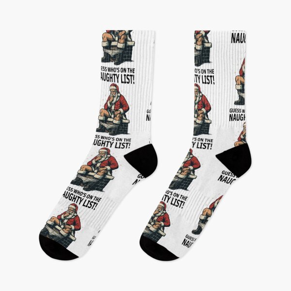 Item preview, Guess Who's On The Naughty List! - Funny Santa Sitting on Chimney - Hilarious Christmas Humor Retro Illustration designed and sold by BrainBubbleArt.