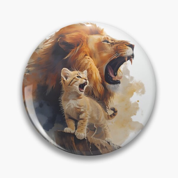 Item preview, Kitten on The Edge of a Cliff Roaring With Lion Spirit, Inspirational Strength Watercolor Design designed and sold by Moodune.