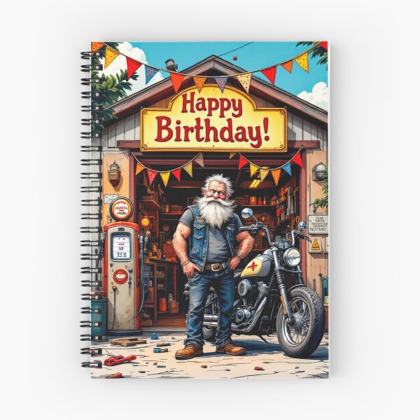 Item preview, HAPPY BIRTHDAY BIKER GARAGE designed and sold by SteadyRolling.