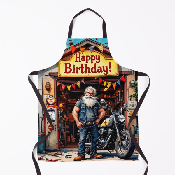Item preview, HAPPY BIRTHDAY BIKER GARAGE designed and sold by SteadyRolling.