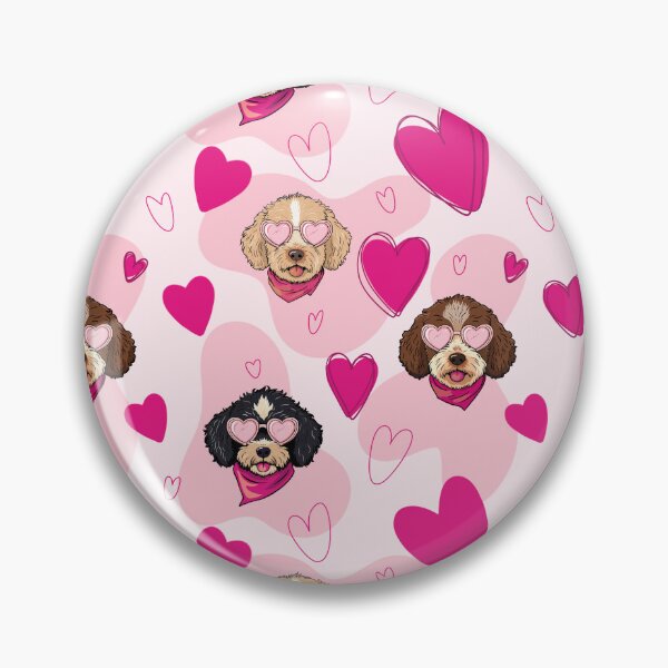 Item preview, Cockapoo & Cavapoo Pattern with Heart Sunglasses and Hearts – Cute Dog Seamless Design designed and sold by WildLakePatterns.