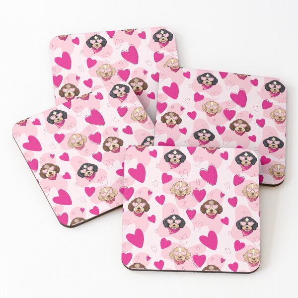 Item preview, Cockapoo & Cavapoo Pattern with Heart Sunglasses and Hearts – Cute Dog Seamless Design designed and sold by WildLakePatterns.