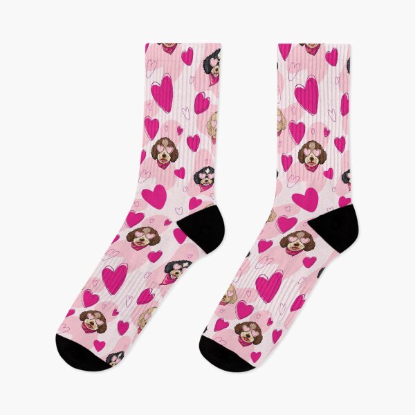 Item preview, Cockapoo & Cavapoo Pattern with Heart Sunglasses and Hearts – Cute Dog Seamless Design designed and sold by WildLakePatterns.
