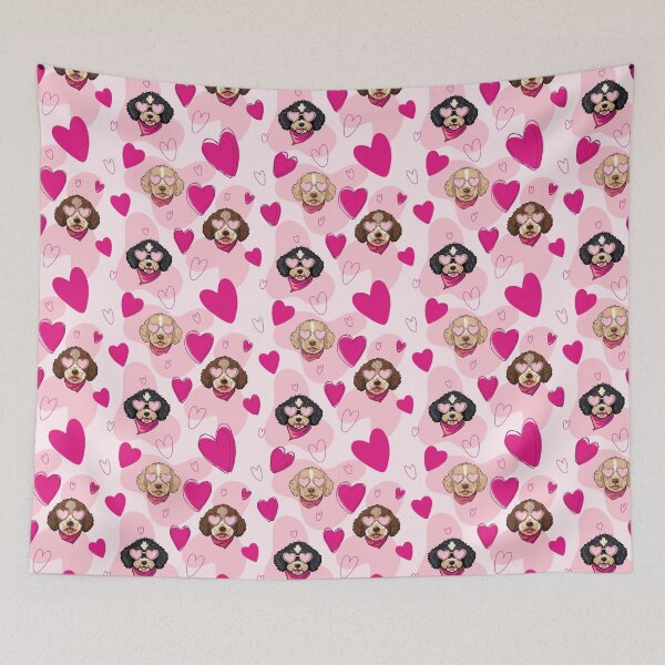 Item preview, Cockapoo & Cavapoo Pattern with Heart Sunglasses and Hearts – Cute Dog Seamless Design designed and sold by WildLakePatterns.