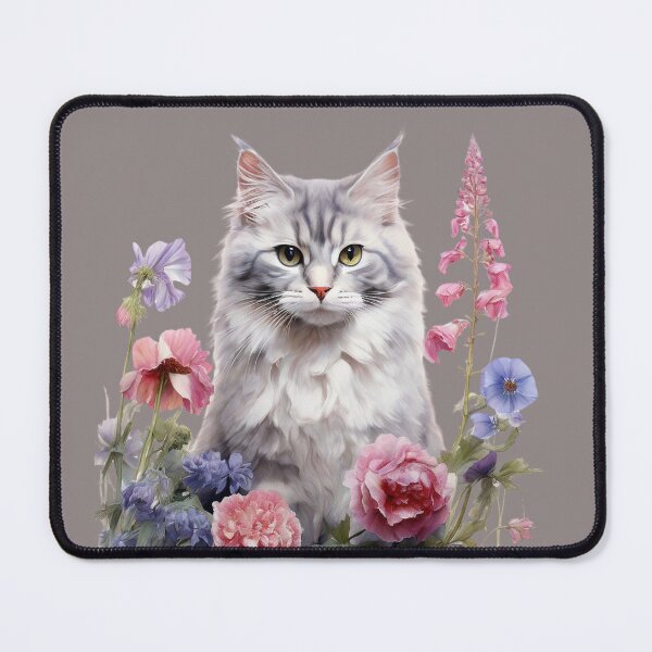 Item preview, Grey Cat and Flowers designed and sold by GrifonJ.