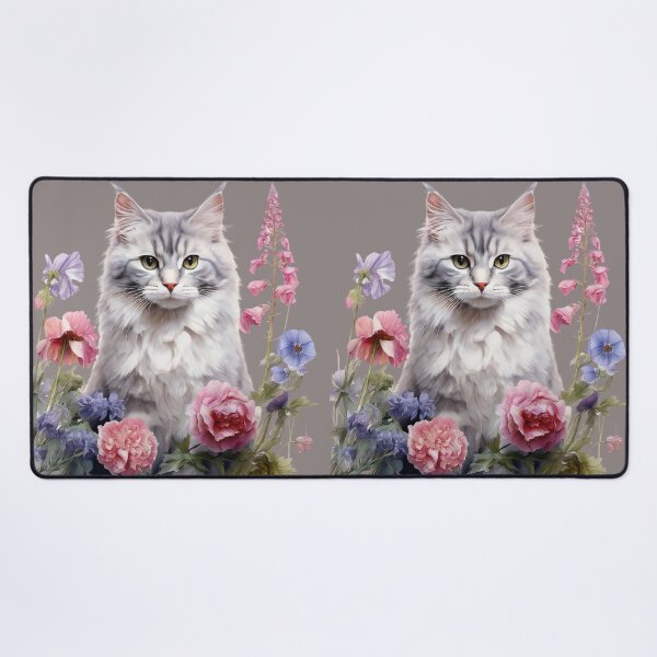 Item preview, Grey Cat and Flowers designed and sold by GrifonJ.