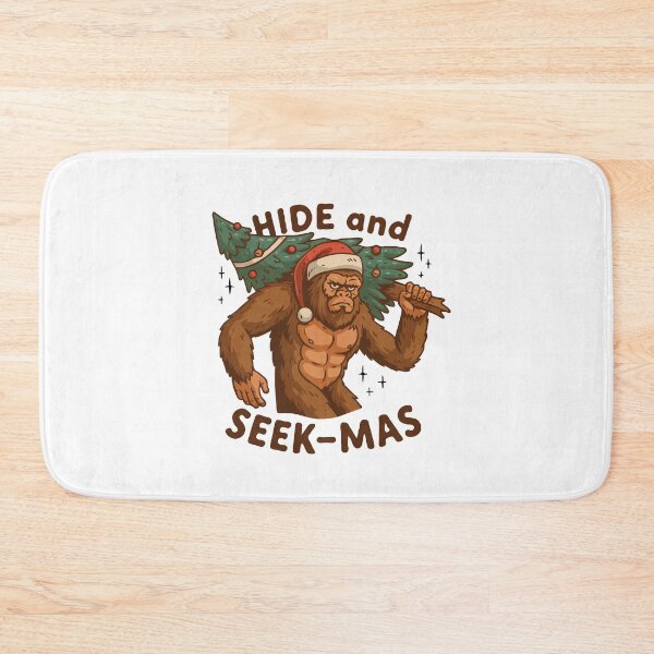 Item preview, Bigfoot Christmas “Hide and Seek-Mas” – Funny Sasquatch Holiday Cartoon | Festive Cryptid Art designed and sold by BrainBubbleArt.