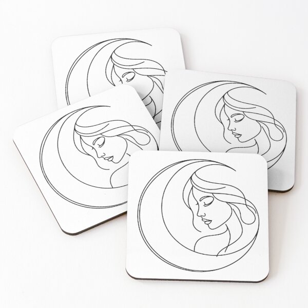 Item preview, Symmetrical Woman Profile and Moon Line Art designed and sold by thenextstepua.