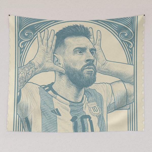Item preview, Lionel Messi Vintage Stamp Poster – Argentina #10 Retro Football Art – Barcelona Legend Illustration designed and sold by PharaonicArtist.