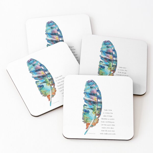 Item preview, Daily Gratitude Colorful Feather Art designed and sold by Sharon Cummings Art.