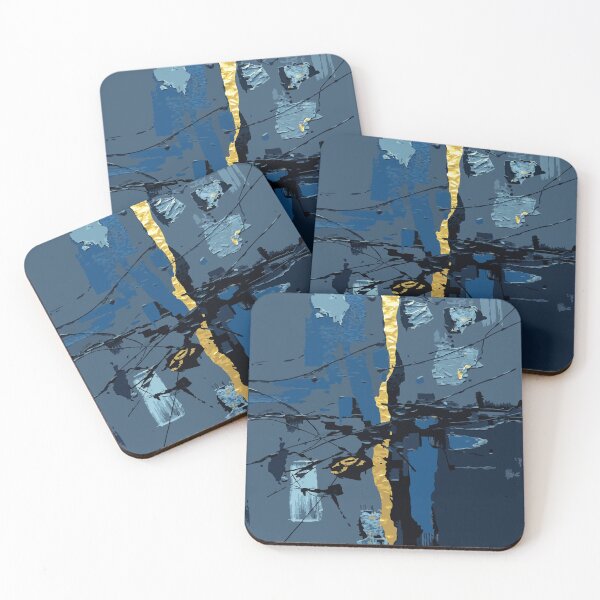 Item preview, Abstract Golden Rift - Navy Blue and Gold Textured Art designed and sold by Taanva.