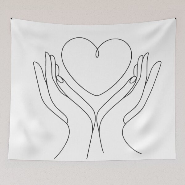 Item preview, Continuous Line Hands Forming a Heart Art designed and sold by thenextstepua.