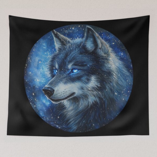 Item preview, Celestial Blue Wolf Under Starry Night designed and sold by Daagath.