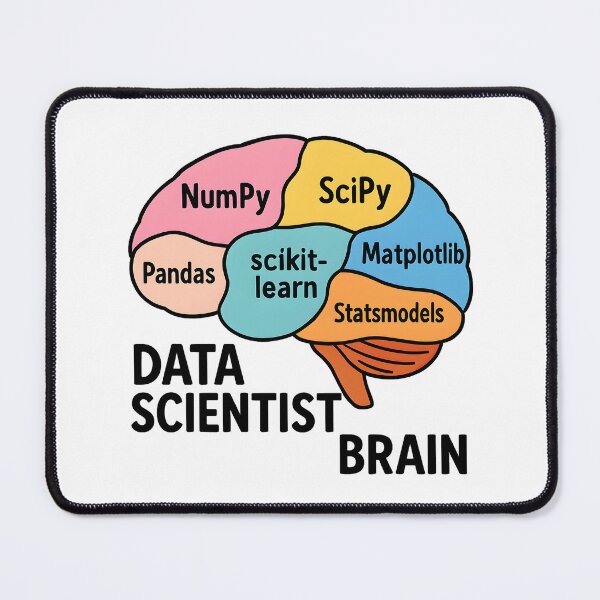 Item preview, Data Scientist Brain – Funny Machine Learning & Python Libraries Diagram designed and sold by Nerd Romance Café.