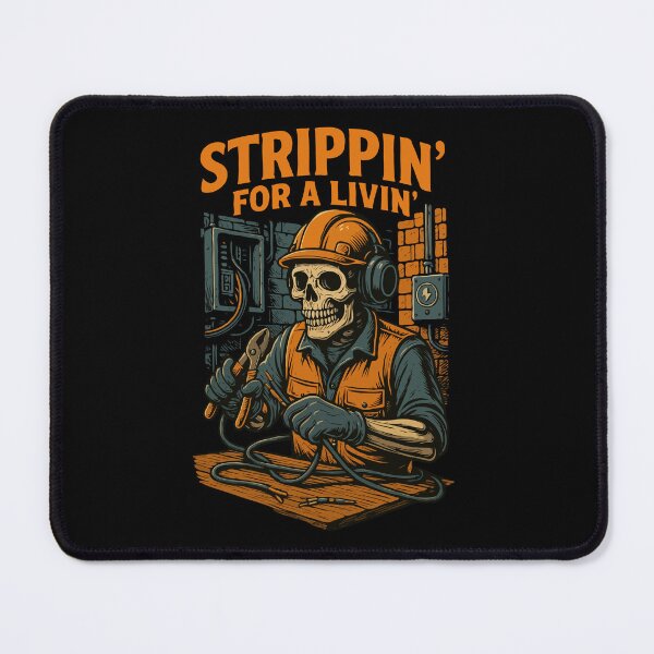 Item preview, Strippin’ for a Livin’ – Funny Electrician Skeleton Design | Dark Humor Skull Art for Tradesmen & Linemen designed and sold by BrainBubbleArt.