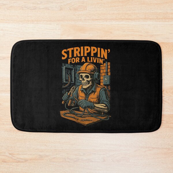 Item preview, Strippin’ for a Livin’ – Funny Electrician Skeleton Design | Dark Humor Skull Art for Tradesmen & Linemen designed and sold by BrainBubbleArt.