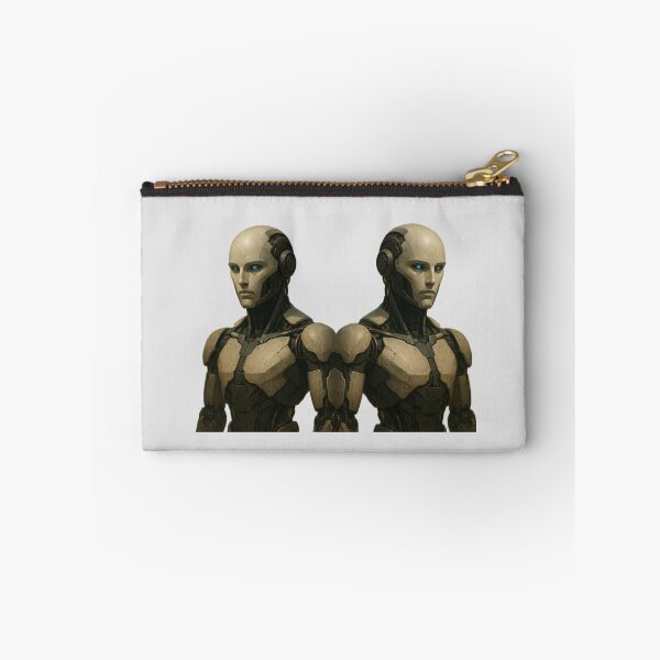 Item preview, “Twin Cyber Sentinels – Futuristic Humanoid Robots” designed and sold by TheWonkyEaselCo.