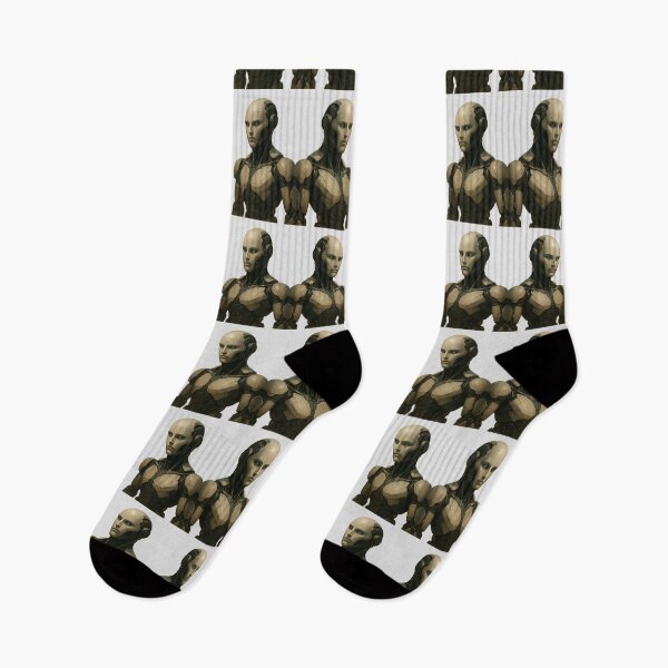 Item preview, “Twin Cyber Sentinels – Futuristic Humanoid Robots” designed and sold by TheWonkyEaselCo.