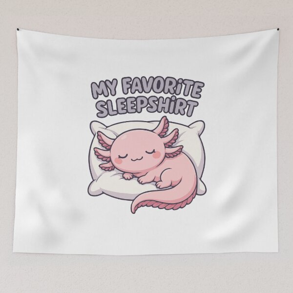 Item preview, My Favorite Sleepshirt - Kawaii Sleeping Axolotl on Pillow - Cute Pastel Axolotl Art for Sleep Shirts, Pajamas & Cozy Gifts designed and sold by BrainBubbleArt.