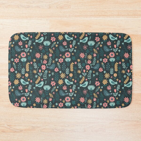 Item preview, Spring Birds and Flowers Pattern – Fresh Floral Seamless Design in Teal designed and sold by WildLakePatterns.