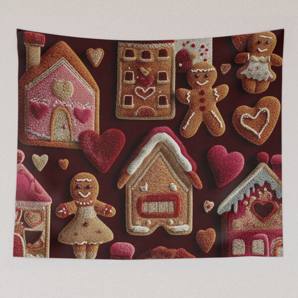 Item preview, Embroidered Gingerbread Houses & Cookies – Whimsical Festive Needlework  Art designed and sold by MiraLumeStudio.