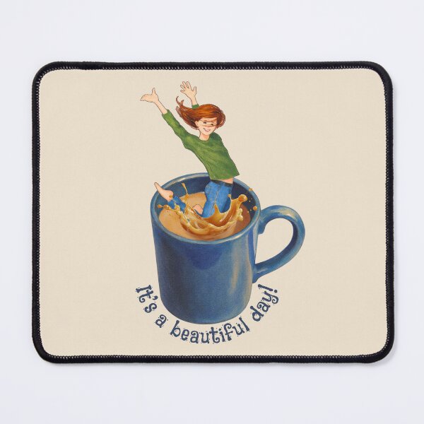 Item preview, Woman Jumping Into Mug of Coffee, It's a Beautiful Day! designed and sold by JoyfulWhimsy.