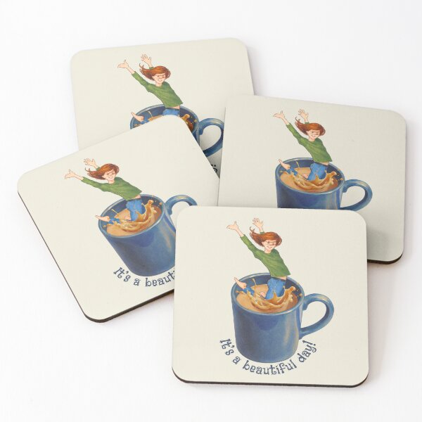 Item preview, Woman Jumping Into Mug of Coffee, It's a Beautiful Day! designed and sold by JoyfulWhimsy.