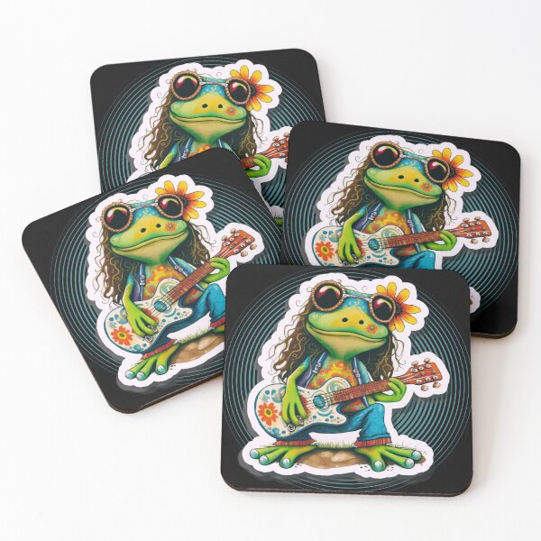 Item preview, Hippie Retro Frog With Guitar designed and sold by Lovemountain.