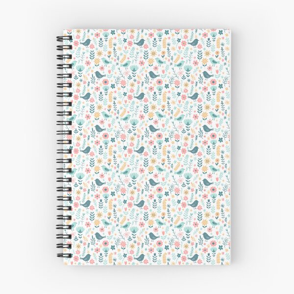 Item preview, Spring Birds and Flowers Pattern – Fresh Floral Seamless Design in White designed and sold by WildLakePatterns.