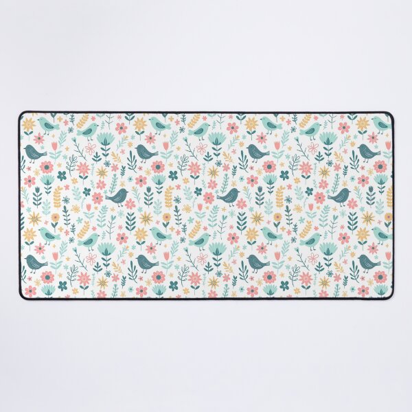 Item preview, Spring Birds and Flowers Pattern – Fresh Floral Seamless Design in White designed and sold by WildLakePatterns.