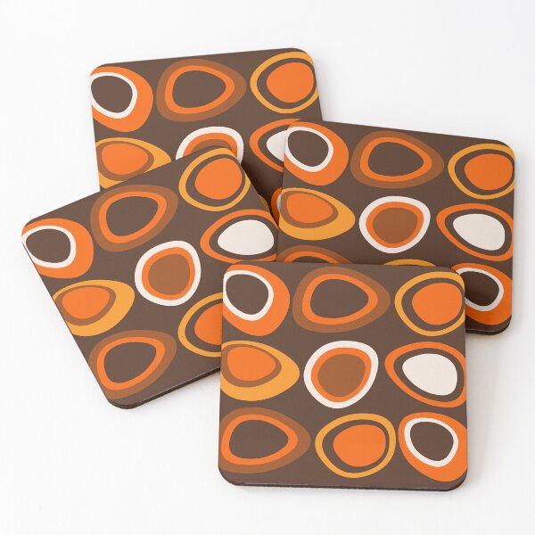 Item preview, Groovy Artistic Brown And Orange Retro Blobs  designed and sold by retrobliss70s.