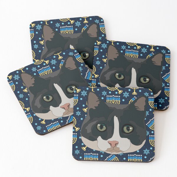 Item preview, Chanukah tuxedo cat designed and sold by LeahcarsArt.