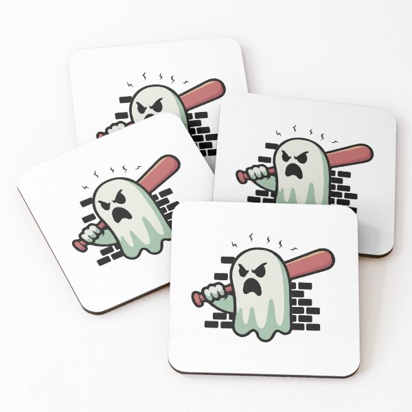 Item preview, Spooky Angry Ghost with Baseball Bat – Cute Creepy Cartoon Character | Funny Halloween & Gaming Design designed and sold by BrainBubbleArt.