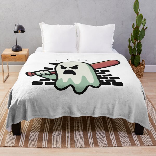 Item preview, Spooky Angry Ghost with Baseball Bat – Cute Creepy Cartoon Character | Funny Halloween & Gaming Design designed and sold by BrainBubbleArt.