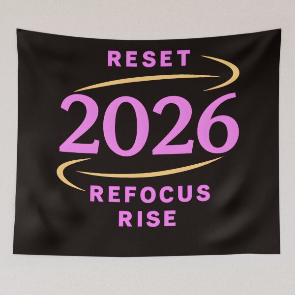 Item preview, 2026 Reset Refocus Rise – Motivational New Year Design designed and sold by ArtSpark Studio.