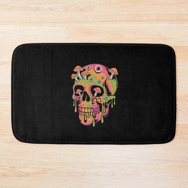 Item preview, Psychedelic Melting Skull with Mushrooms – Trippy Vaporwave Horror Art, Surreal Neon Skull Illustration designed and sold by BrainBubbleArt.