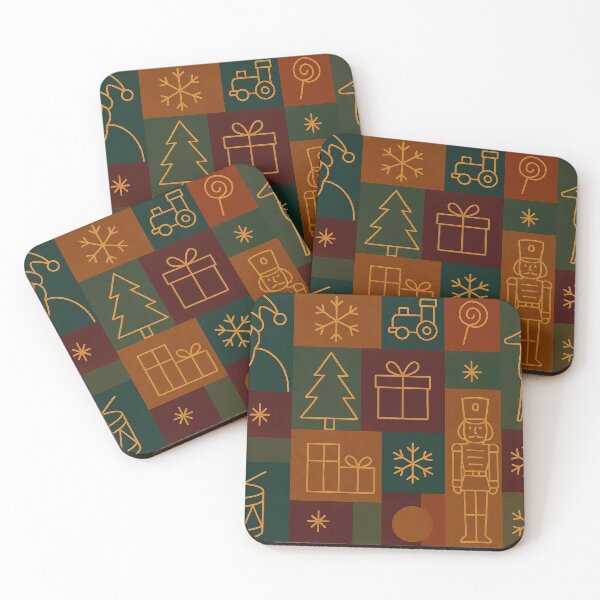 Item preview, Christmas holiday themed patchwork collage with festive symbols and icons designed and sold by 4Seasons.