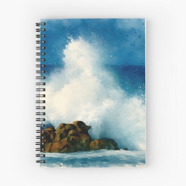 Item preview, Watercolor Ocean Wave – Crashing Surf on Rocky Coast Art by M.A.L.K designed and sold by M.ALK.Watercolor.