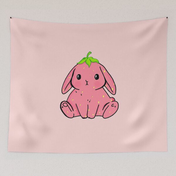 Item preview, Kawaii Strawberry Bunny – Cute Pink Berry Rabbit Character designed and sold by Live_With_Suzy.