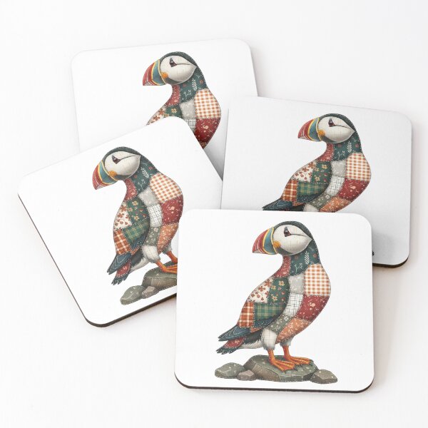 Item preview, Scottish Puffin Patchwork Art | Folk Art Seabird Gift designed and sold by Loom on the Loch.