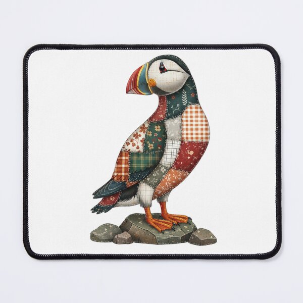 Item preview, Scottish Puffin Patchwork Art | Folk Art Seabird Gift designed and sold by Loom on the Loch.