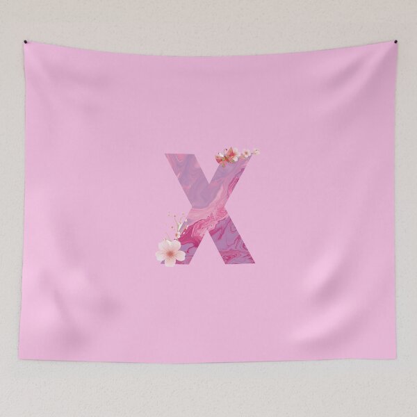 Item preview, Pink Floral Letter X | Elegant Monogram Design with Butterfly & Cherry Blossoms | Personalized Alphabet Art designed and sold by MilabArt.